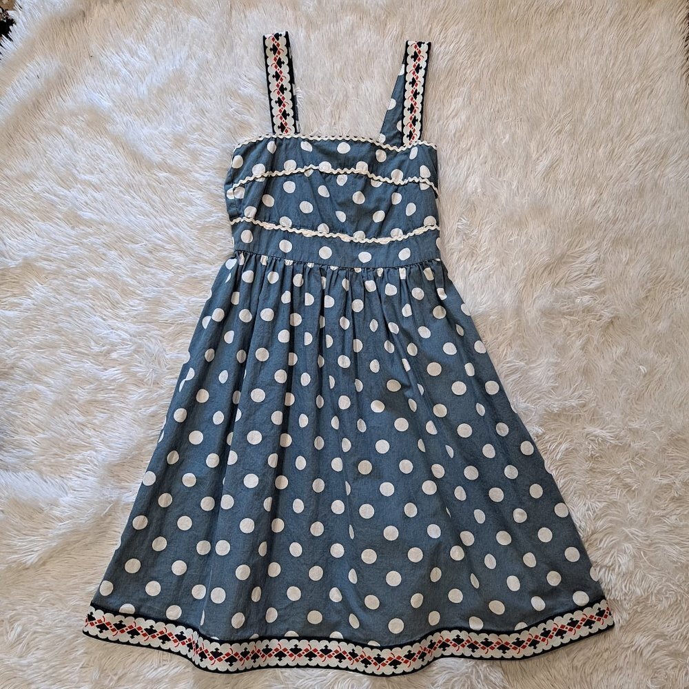Blutsschwester Size XS Blue w/white polka dots sundress EUC